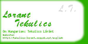 lorant tekulics business card